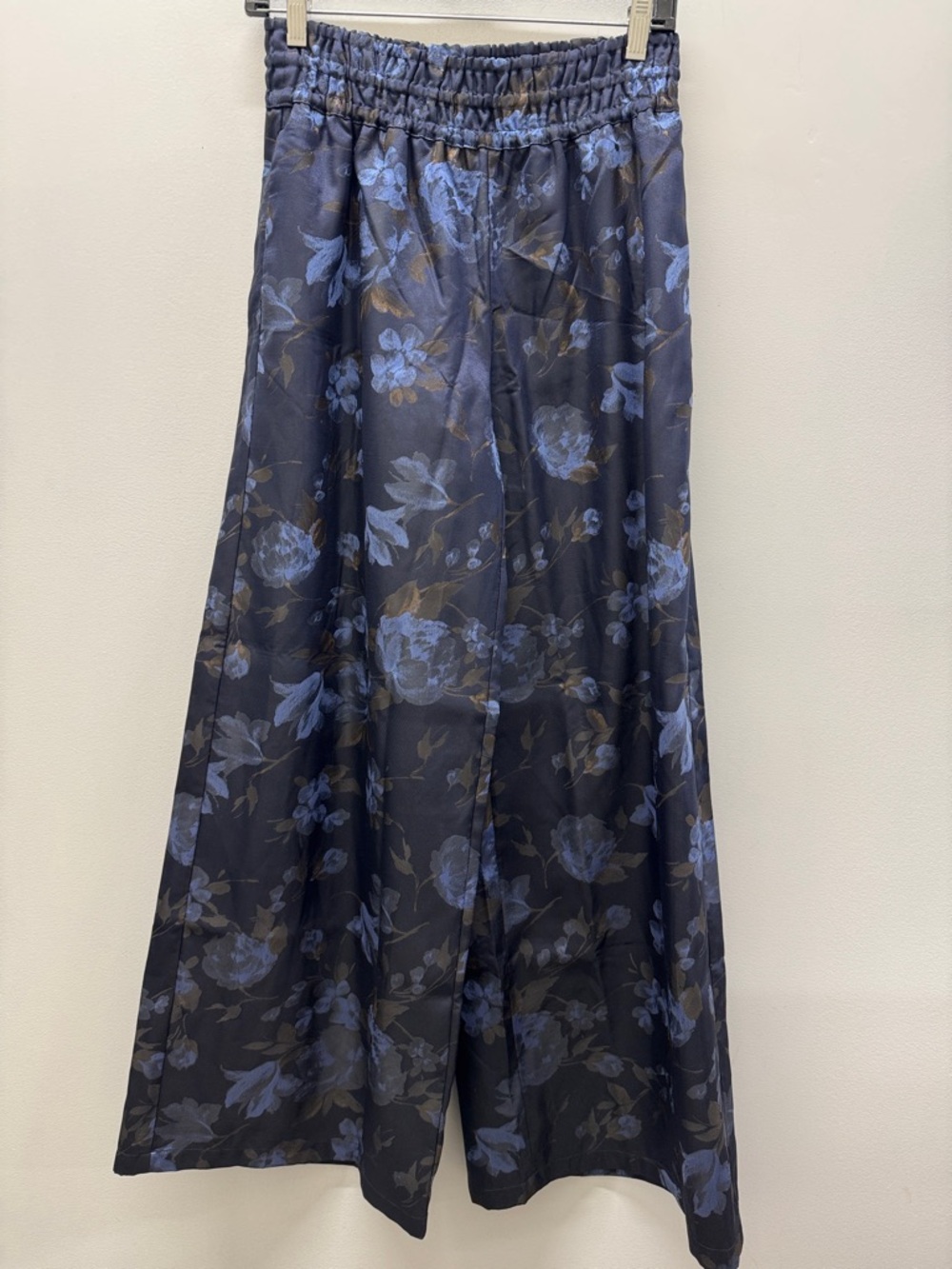 NWT Anthropologie Navy Floral The Somerset Jacquard Full-Length Pull-On Trousers